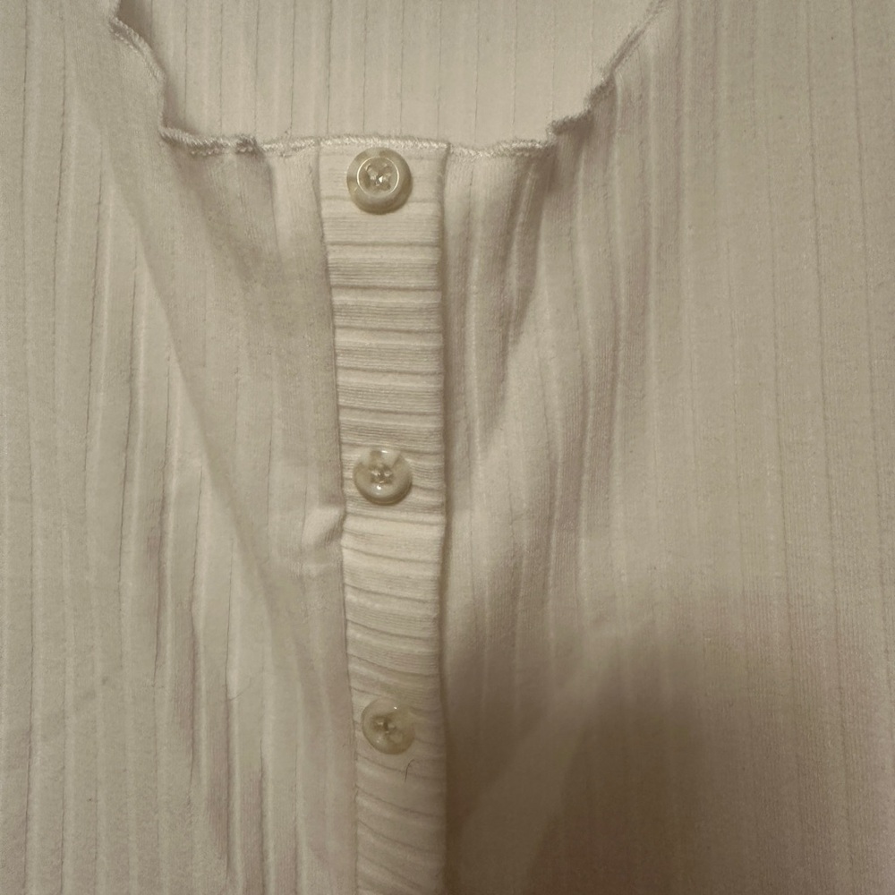 Forever 21 Cream Ribbed Button-Front Tank Top - Picture 3 of 4